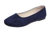 Hwalleum Ballerines plates décontractées à bout carré pour femme - Élégantes - Pour le bureau et la conduite - Couleur unie, bleu marine, 37 EU