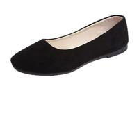 Hwalleum Ballerines plates décontractées à bout carré pour femme - Élégantes - Pour le bureau et la conduite - Couleur unie, Noir , 37 EU