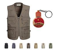 Hwalleum Hommes Extérieur Gilet, Homme Été Léger Frais Vest Plein Air Multi-poches Séchage Rapide Manteaux Sans Manche pour Travailleur Extérieur Photographie Pêche Reporter Plus Taille Gilet S - 8XL