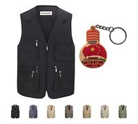 Hwalleum Hommes Extérieur Gilet, Homme Été Léger Frais Vest Plein Air Multi-poches Séchage Rapide Manteaux Sans Manche pour Travailleur Extérieur Photographie Pêche Reporter Plus Taille Gilet S - 8XL