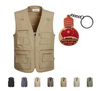 Hwalleum Hommes Extérieur Gilet, Homme Été Léger Frais Vest Plein Air Multi-poches Séchage Rapide Manteaux Sans Manche pour Travailleur Extérieur Photographie Pêche Reporter Plus Taille Gilet S - 8XL