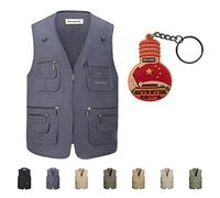 Hwalleum Hommes Extérieur Gilet, Homme Été Léger Frais Vest Plein Air Multi-poches Séchage Rapide Manteaux Sans Manche pour Travailleur Extérieur Photographie Pêche Reporter Plus Taille Gilet S - 8XL