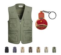 Hwalleum Hommes Extérieur Gilet, Homme Été Léger Frais Vest Plein Air Multi-poches Séchage Rapide Manteaux Sans Manche pour Travailleur Extérieur Photographie Pêche Reporter Plus Taille Gilet S - 8XL