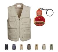 Hwalleum Hommes Extérieur Gilet, Homme Été Léger Frais Vest Plein Air Multi-poches Séchage Rapide Manteaux Sans Manche pour Travailleur Extérieur Photographie Pêche Reporter Plus Taille Gilet S - 8XL