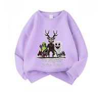 HWBACLSFA Sweat-Shirt pour garçons, Sweat-Shirt pour Enfants en Coton à col Rond imprimé, Le dernier Sweat-Shirt Tendance pour Les élèves de l'école Primaire,Violet,140cm