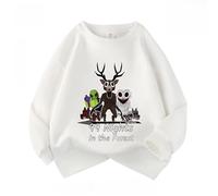 HWBACLSFA Sweat-Shirt pour garçons, Sweat-Shirt pour Enfants en Coton à col Rond imprimé, Le dernier Sweat-Shirt Tendance pour Les élèves de l'école Primaire,Blanc,110cm