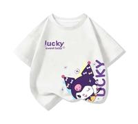 HWBACLSFA T-Shirt en Coton à Manches Courtes pour Filles, imprimé Dessin animé Mignon, vêtement pour Enfants, t-Shirt Polyvalent,Blanc,150cm