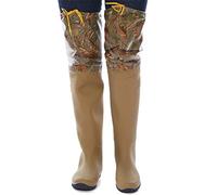 HWBZSZY Bottes Caoutchouc Échassiers Pêche Légers Et Imperméables, Bottes Chasse Échassiers Portables en PVC/Nylon Waders Antidérapants Chaussures Waders Épaissies Polyvalentes Unisexe,Beige,37 EU