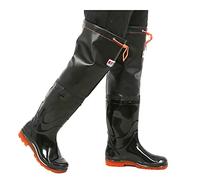 HWBZSZY Bottes Pluie Hautes Imperméables en PVC 100% Chaussures Pêche Antidérapantes Cuissardes Ultra Légères Et Respirantes Bottes De Boue pour Pataugeoire, Chasse, Travail dans La Boue,Noir,46 EU