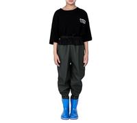HWBZSZY Cuissardes De Poitrine À Taille Élastique pour Enfants, pour Garçons Et Filles, Pantalons De Pêche Légers Et Imperméables en PVC/Nylon, Chaussures De Pluie Antidérapantes,Vert,30