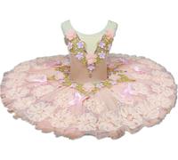 HWBZSZY Enfants Filles Paillettes Une Pièce Ballet Tenues Danse Gymnastique Justaucorps Tutu Jupe Robe Ballerine Costume Dos Nu Camisole Broderie Fleur Ballroom Vêtements De Danse,L,100
