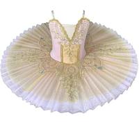 HWBZSZY Filles Ballet Robe À Manches Courtes Réglable Sangle Ballerine Performance Costume Gymnastique Justaucorps Tutu Jupe avec Floral Strass Décorer Compétition Vêtements Danse,Rose,110