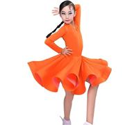 HWBZSZY Filles Latin Robes pour Enfants Ruffled Jupe Salle De Bal Danse Rumba Samba Compétition Danse Costume Carnaval Jazz Pratique Vêtements Dancewear,A12,150