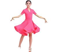 HWBZSZY Filles Latin Robes pour Enfants Ruffled Jupe Salle De Bal Danse Rumba Samba Compétition Danse Costume Carnaval Jazz Pratique Vêtements Dancewear,A13,120