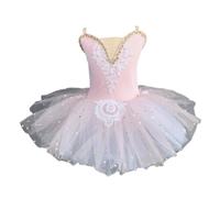 HWBZSZY Filles Paillettes Justaucorps Tutu Robe De Ballet, Patinage Gymnastique Ballerine Performance Costume Broderie Florale Perle Décorer Enfants Vêtements Danse Camisole Jupe,Rose,170cm