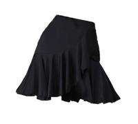 HWBZSZY Jupe de Danse Latine Femme, Robe Courte, Nouvelle Tenue de Performance, Jupe Volant Irregulière, Vêtements Professionnels pour Danse de Salon, Salsa, Tango, Rumba,Noir,S