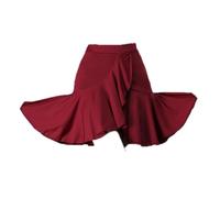 HWBZSZY Jupe de Danse Latine Femme, Robe Courte, Nouvelle Tenue de Performance, Jupe Volant Irregulière, Vêtements Professionnels pour Danse de Salon, Salsa, Tango, Rumba,Rouge,3XL