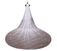 HWBZSZY Voiles Mariage Brillants Ciel Étoilé Tulle Paillettes Élégantes Voiles Mariée Traînant Longue Robe Mariée Accessoires Mariée Se Marier Prendre Photos Voile avec Peigne,Ivoire,4 * 3 m