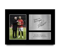 HWC Trading A4 Cristiano Ronaldo & Sir Alex Ferguson Cadeaux imprimés photo autographe signée pour les fans de football et les supporters - A4