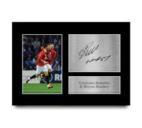 HWC Trading A4 Cristiano Ronaldo & Wayne Rooney Cadeaux imprimés photo autographe signée pour les fans de football et les supporters - A4