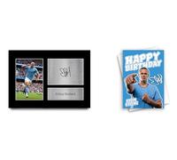 HWC Trading A4 Erling Haaland Manchester City Cadeau - Impression avec autographe et photo avec carte d'anniversaire pour les fans et supporters de football