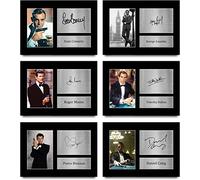 HWC Trading A4 James Bond Gift Collection Cadeaux Ensemble d’affiches imprimées Photo autographe signée pour les fans de cinéma - A4