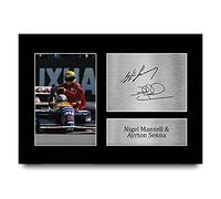 HWC Trading A4 Nigel Mansell & Ayrton Senna Cadeaux imprimés photo autographe signée pour les fans de Formule 1 - A4
