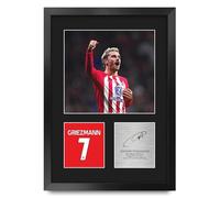 HWC Trading Antoine Griezmann Atletico Madrid Cadeaux imprimés photo autographe signée pour les fans de football et les supporters - A3 Portrait Encadré
