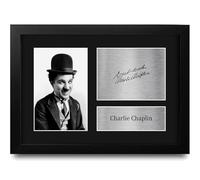 HWC Trading Charlie Chaplin Cadeaux Imprimé Signé Autographe Photo pour les fans de cinéma - A4 Encadré