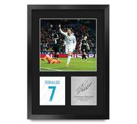 HWC Trading Cristiano Ronaldo Real Madrid Cadeaux imprimés photo autographe signée pour les fans de football et les supporters - A3 Portrait Encadré