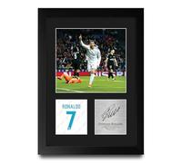 HWC Trading Cristiano Ronaldo Real Madrid Cadeaux imprimés photo autographe signée pour les fans de football et les supporters - A4 Portrait Encadré
