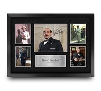 HWC Trading David Suchet Poirot Cadeaux Imprimé Signé Autographe Présentation Photo Montage Affichage pour les fans d’émissions de télévision - A3 Encadré