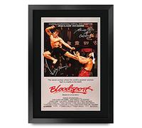 HWC Trading FR A3 BloodSport Jean-Claude Van Damme Cadeaux imprimés affiche photo autographe signée pour les fans de cinéma - A3 Encadré