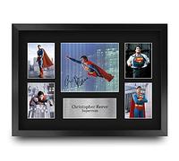 HWC Trading FR A3 Christopher Reeve Superman Cadeaux Imprimés Autographe Affichage d’autographes pour les fans de cinéma - A3 Encadré