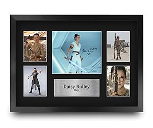HWC Trading FR A3 Daisy Ridley Star Wars Rey Cadeaux Imprimés Autographe Affichage d’autographes pour les fans de cinéma - A3 Encadré