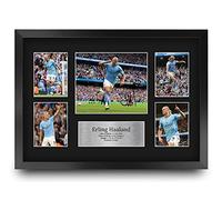 HWC Trading FR A3 Erling Haaland Manchester City Cadeaux imprimés photo autographe signée pour les fans de football et les supporters - A3 Encadré
