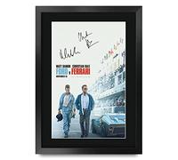 HWC Trading FR A3 Ford v Ferrari Mat Damon Cadeaux imprimés affiche photo autographe signée pour les fans de cinéma - A3 Encadré