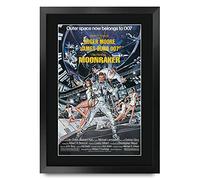 HWC Trading FR A3 James Bond - Moonraker Roger Moore Cadeaux imprimés affiche photo autographe signée pour les fans de cinéma - A3 Encadré