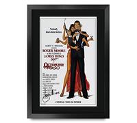 HWC Trading FR A3 James Bond - Octopussy Roger Moore Cadeaux imprimés affiche photo autographe signée pour les fans de cinéma - A3 Encadré