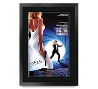 HWC Trading FR A3 James Bond - The Living Daylights Timothy Dalton Cadeaux imprimés affiche photo autographe signée pour les fans de cinéma - A3 Encadré