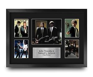 HWC Trading FR A3 John Travolta & Samuel L Jackson Pulp Fiction Vincent & Jules Cadeaux Imprimé Signé Autographe Photo pour les fans de cinéma - A3 Encadré