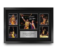 HWC Trading FR A3 Kareem Abdul-Jabbar LA Lakers Présentoir de présentation d'autographes signés imprimés par des cadeaux pour les fans de basket-ball - A3 Encadré