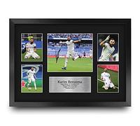 HWC Trading FR A3 Karim Benzema Real Madrid Affichage de photos autographes signés de souvenirs imprimés pour les fans de football et les supporters - A3 Encadré