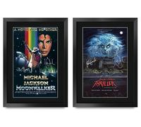 HWC Trading FR A3 Michael Jackson Moonwalker & Thriller Collection Cadeaux Imprimé Signé Autographe Photo pour les fans de musique - A3 Encadré
