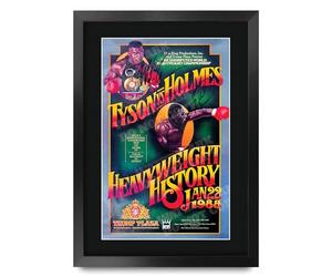 HWC Trading FR A3 Mike Tyson vs Larry Holmes 1988 Bout Gifts Affiche autographe signée imprimée pour les fans de souvenirs de boxe - A3 Encadré