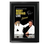 HWC Trading FR A3 Ricky Gervais Live Cadeaux Imprimé Affiche autographe signée pour les fans de télévision - A3 Encadré