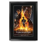 HWC Trading FR A3 Terminator Genisys Arnold Schwarzenegger Cadeaux imprimés affiche photo autographe signée pour les fans de cinéma - A3 Encadré