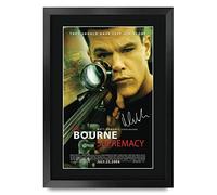 HWC Trading FR A3 The Bourne Supremacy Matt Damon Cadeaux imprimés affiche photo autographe signée pour les fans de cinéma - A3 Encadré