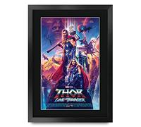 HWC Trading FR A3 Thor 4 Love and Thunder Chris Hemsworth Cadeaux imprimés affiche photo autographe signée pour les fans de cinéma - A3 Encadré