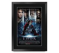 HWC Trading FR A3 Thor Chris Hemsworth Cadeaux imprimés affiche photo autographe signée pour les fans de cinéma - A3 Encadré
